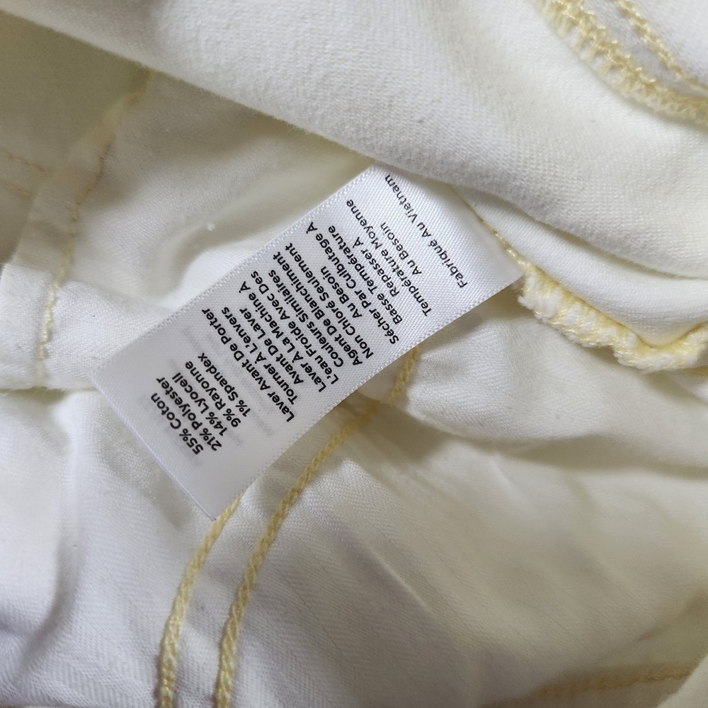 Talbots Jeans Women 12 Pale Yellow Straight Leg Crop Stretch Preppy Classic - Picture 8 of 9